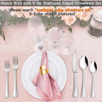Dinner Spoons Set of 6, E-far 7.9 Inch Stainless Steel Soup Spoons Tablespoons for Home, Kitchen or Restaurant, Non-toxic & Mirror Polished, Scalloped Edge & Dishwasher Safe