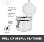 Oggi Clear Canister with Clamp Lid, 28 oz - Large Airtight Food Storage Container, for Kitchen & Pantry Storage of Bulk, Dry Foods Including Pasta, Flour, Sugar, Coffee, Rice, Tea, Spices & Herbs
