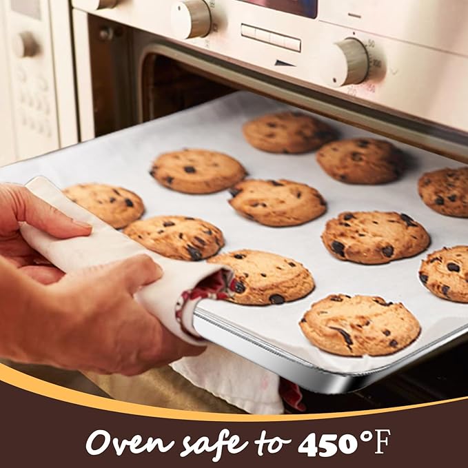 Baking Sheet with Racks Set [2 Sheets + 2 Racks], Stainless Steel Baking Sheets with Cooling Racks, Nonstick Pan, Warp Proof & Rust Proof & Easy to Clean, Size 9.3 X 7 X 1 Inch