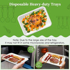 ECOLipak 50 Pack 14 Inch Disposable Food Crawfish Trays, Compostable Large Paper Plates, Disposable Thanksgiving Trays for Serving Food, Turkey, BBQ, Seafood Boil Party Supplies(White)