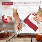 9-Speed Digital Hand Mixer Electric, 400W Powerful DC Motor, Baking Mixer Handheld with Snap-On Storage Case, 5 Stainless Steel Accessories, Flat Beaters, Dough Hooks, Whisk (Red&White)