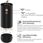 Nuttii Burr Coffee Grinder – Electric, Portable, Small, Quiet Adjustable Conical Burr Coffee Bean Mill, 20 Grind Settings for Espresso, Pour-Over, French Press Moka, for Home Travel Use (Matte Black)