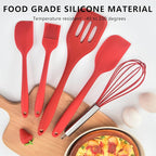 NileHome 4 Pack Silicone Spatula and Whisk Kitchen Utensils with Silicone Brush Heat Resistant BPA-free Rubber Spatula for Scraping, Baking, Cooking, Mixing- Red