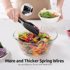 600ºF Heat Resistant Kitchen Tong: U-Taste 7 inch Silicone Cooking Tong with Firm Sealed Non Stick Rubber Tips & Silicon Coated 18/8 Stainless Steel Handle & Smooth Locking for Serving Salad (Black)