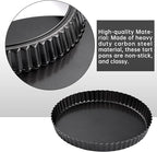 Theuzi 9 in Non-Stick Tart and Quiche Pan with Removable Bottom and 4 Mini Tart Pans 4-inch, Heavy Duty Fluted Side for Pies, Mousse Cakes, Dessert Baking (5 Pack)