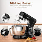 Stand Mixer, Zuccie 4.8QT Kitchen Electric Stand Mixer, 380W Motor Power Food Mixer, 8+P-Speed Dough Mixer with Dough Hook, Wire Whip & Beater, Black