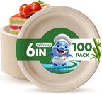 6 Inch Compostable Plates 100 Pack Heavy Duty Compostable Paper Plate, Disposable Eco-Friendly Sugarcane Bagasse Plate, Natural Brown Plates for Dinner, Dessert, and Weddings