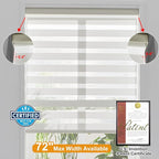 Persilux Cordless Zebra Blinds for Windows Free-Stop Window Blinds (34" W X 64" H, Cream) Dual Layer Light Control for Day and Night, Light Filtering Sheer Shades for Home, Easy to Install