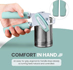 Zulay Kitchen Heavy Duty Stainless Steel Can Opener Manual with Bottle Opener - Rust Proof Manual Can Opener With Turn Knob & Comfy Soft Grip Handles - Mint