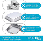 BIRDROCK HOME Stainless Steel Steam Table Pan - Hotel, Restaurant & Catering Supplies - 24 Gauge Steel, 4.5 qt Capacity - Meal Prep, Cooking, & Food Storage Container - 2.5" Depth, 1/2-Size (6 Pack)