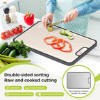 Titanium Cutting Board for Kitchen, Cutting Board Double Sided Food Grade, Pure Titanium/PP, Easy to Clean[18”*12.5”+15.5”*10.5”+12”*8.5”]