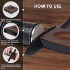 Longer Rolling Knife Sharpener with Leather Strop, Upgraded Rolling Knife Sharpening with 4 Degree Angle and 4PCS Replaceable Honing Discs, Easy to Sharpen Ktichen Knives, Black