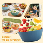 Wheat Straw Bowl Sets of 6 - 36oz Cereal Bowls with Textured Design,Large Soup Bowl - Microwave and Dishwasher Safe, Ramen Bowl Set, Alternative to Plastic Bowls for Serving Soup,Ramen,Salad - Multi