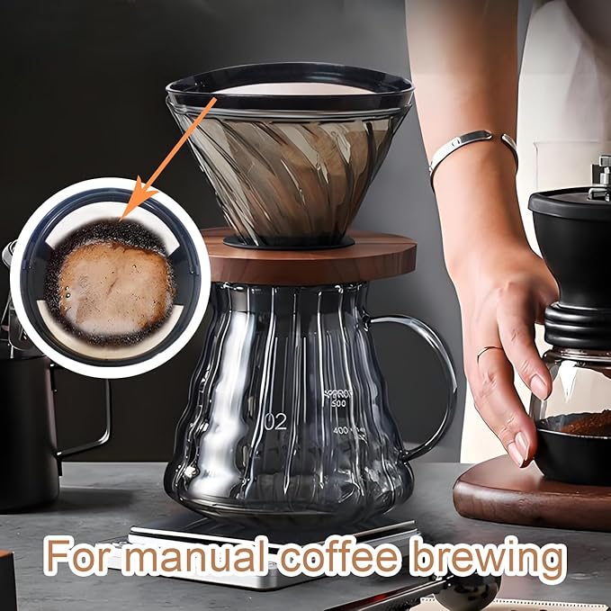 2Pcs Reusable Coffee Filter Basket, No.4 Cone Coffee Maker Filters, for Ninja and Cuisinart Coffee Maker Machines Brewers Filter Replacement