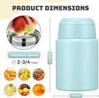 Soup Thermo for Hot Food Kids 16oz Insulated Food Jar Leakproof Thermo Lunch Container for Kids Wide-Mouth Stainless Steel Lunch Box for School with Handle Folding Spoon(3+)