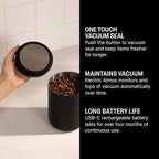 Fellow Atmos Electric Vacuum Canister & Storage Container - Airtight Coffee & Food Storage Containers - Coffee Containers - (Matte Black, 0.7 Liter)