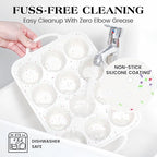 8 Pcs Silicone Muffin Pan Set, 12 Cup Regular and 24 Cup Mini Nonstick Muffin Tray with 6 Pcs Utensils, Silicone Muffin Pan for Baking with Metal Reinforced Frame BPA Free (8 Pcs, Cream)