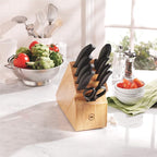 Victorinox Swiss Classic Knife Block - Kitchen Knife Set with Block for Home Essentials - Includes Chef's Knife, Paring Knife & More - Black Handles, 10-Piece Set