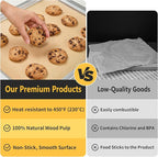 9x13 In Non-Stick Precut Baking Parchment Paper Sheets for Baking Enthusiasts - Withstands Temperatures up to 450°F - 100% Natural Wood Pulp (200PCS)