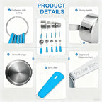 Measuring Cups and Spoons Set, Stainless Steel 10 Piece for Cooking and Baking (5 Cups + 5 Spoons, Light Blue Handle)