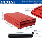 Espresso Coffee Knock Box Drawer, Stainless Steel High Bearing Capacity For Home and Commercial Use,Middle Size 13.77 x 9.84 x 3.54 inch (Red)
