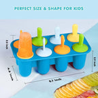Miaowoof Silicone Popsicles Molds for Toddlers, 8-Cavity Non-BPA Premium Silicone Small Popsicle Molds, Ice Pop Mold with 8 Colorful Reusable Sticks for Kids (Blue)