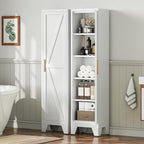 67" Tall Narrow Bathroom Metal Storage Cabinet with 4 Adjustable Shelves, Freestanding 5 Tier Slim Pantry Storage Cabinet for Small Space, White