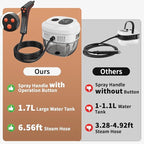 Handheld Steam Cleaner for Home, 2500W High Temperature Pressurized Machine, 1.7L Water Tank, Handle-controlled Steam Output, Portable Cleaning Steamer for Car, Bed Bugs, Furniture, Grout (White)
