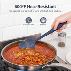 U-Taste Silicone Spatula Set, 600ºF High Heat Resistant, Seamless Food Grade Flexible Rubber Kitchen Cooking Mixing Baking Scraper for Nonstick Cookware Set of 3 (Midnight Blue)