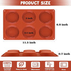 Sakolla 3 Pack Muffin Top Pans, 6 Cavities Silicone Egg Molds for Breakfast Sandwiches, Whoopie Pies, Hamburger Bun, English Muffins, Tarts, Corn Bread (Brick Red) ﻿ ﻿