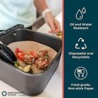 Cathy Yoder's AirFryer Paper Liners, 125 PCS 8-inch Square Air Fryer Liners Disposable, Premium, Food-Grade Easy Cleanup Air Fryer Parchment Paper Sheets, Airfryer Liner for 5-8QT, Baking & Roasting