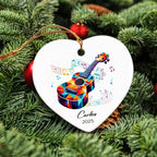 2025 Ukulele Musical Ceramic Ornaments Christmas Tree, Personalized Ukulele Player Ornament Gifts, Musician Ceramic Ornaments, Customized Instrument Xmas Hanging Ornament Keepsake with Name & Year