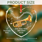 Customized Cornet Player Christmas Glass Ornament 2025, Personalized Text Name & Year Cornet Xmas Tree Ornaments, Music Instrument Themed Xmas Ornament Gift for Him Her, Music Lover Keepsake