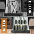 Domax Bamboo In-drawer Knife Block - Knife Drawer Organizer Insert Large Handle Steak Knife Holder, Kitchen Drawer Knife Organizer Fits for 16 knives and 1 Sharpening Steel (Not Included), White
