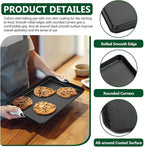 P&P CHEF 12.4 Inch Baking Cookie Sheet Pan, Carbon Steel Oven Tray, Non Stick Bakeware for Cooking Baking Bread Meat Vegetables, Sturdy & Healthy, Easy Clean, 1Pc