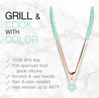 COOK WITH COLOR Stainless Steel Silicone Tipped Kitchen & BBQ Tongs Set, 2 Pc Tongs, Green