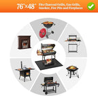 76 ×48 inches Under Grill Mat for Outdoor Grill/ Fireproof Grill Pad for Fire Pit, Double-Sided Indoor Fireplace Mat Fire Pit Mat, Oil-Proof Waterproof BBQ Mat Pads Protector for Deck Patio Gas Grills