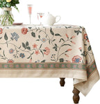ISAENNE Designer Chinoiserie Linen Floral Long Tablecloth Rectangle,White Wrinkle Resistant Table Cloth,Elegant Decor Tablecloths for Dining Thanksgiving Kitchen Party Christmas,63"*102"-Daffy