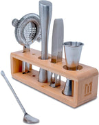 Bar Tool Set, Premium 6-Piece Bartender Tools – Effortlessly Mix Cocktails After a Long Day – Includes Jigger, Strainer, Muddler, Ice Tongs, Spoon, and Holder (Shaker Not Included)