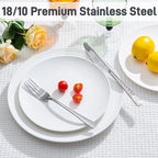 KINGSTONE Hammered Silverware Set, Flatware Set, 18/10 Stainless Steel Premium Cutlery with Unique Ripple Handles Design Mirror Polished - Dishwasher Safe (60-Piece)