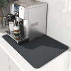 AMOAMI Dish Drying Mat for Kitchen Counter-Coffee Mat Bar Accessories, Hide Stain, Rubber Backed, Absorbent, Fit Under Coffee Maker, Espresso Machine, Pot, Dish Rack, 12"x19", Dark Grey