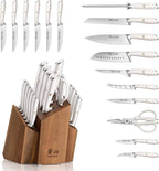 Cangshan L1 Series 17-Piece SHAN Knife Block Set, Forged German Steel, White, 1026856