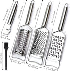 Cheese Grater Lemon Zester Grater with Handle Kitchen Grater Set of 5 Stainless Steel for Cheese Spices Ginger Garlic Chocolate Vegetable Fruit
