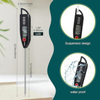 3 Pcs Instant Read Meat Thermometer with Long Probe 9.65 Inch Kitchen Cooking Food Candy Waterproof Digital Thermometer for BBQ Water Milk Yogurt Liquid (Pointed,Black)