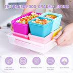 Gemice BPA-Free Silicone Freezer Molds with Base, Individual 6-Pack 1-Cup & 2-Cup Portion Soup Cubes Freezer Tray with Lids for Food Storage, Dishwasher Safe, Silicone Freezer Containers for Meal Prep