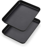 P&P CHEF 10.5 Inch Baking Cookie Sheet Pan, Carbon Steel Oven Tray, Non Stick Bakeware for Cooking Baking Bread Meat Vegetables, Sturdy & Healthy, Easy Clean, 2Pcs