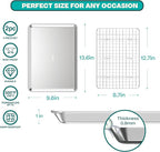 Baker's Secret Non Toxic Bacon Tray for Oven, PTFE, PFAS, PFOA Free, 100% Recycled Aluminum, Bakeware Set Cookie Sheet 18" with Stainless Steel Rack Never Rust - The Natural Aluminum Collection