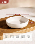 famiware Pluto Soy Sauce Dishes of 6, 3 oz Dipping Sauce Cups/Bowls/Dishes for Kitchen, Ceramic Small Bowls for Side Dish, Appetizers, Snacks, and Sushi, Reactive Glaze, Matte White