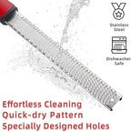 Koythin Zester, Lemon Zester & Cheese Grater with Brush, Heavy Duty Kitchen Tool for Zesting Citrus, Parmesan Cheese, Chocolate, Ginger, Fruits, Stainless Steel with Handle and Cover (Red)