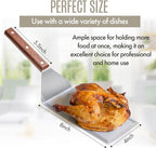 Professional Stainless Steel Extra Long Griddle Spatula with Wood Handle for Skillets,Thick Steel Blade Griddles & Pancake Flipper for Burgers, Omelet, and Versatile for Culinary Task, 8 x 4 inches